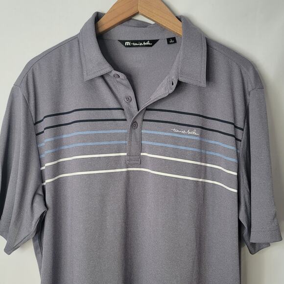 Travis Matthew -Men's Short sleeve polo top- Purple/gray with stripes- size Lg - Picture 2 of 5